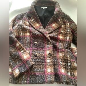 Northstyle new boucle plaid coat size medium teddy jacket